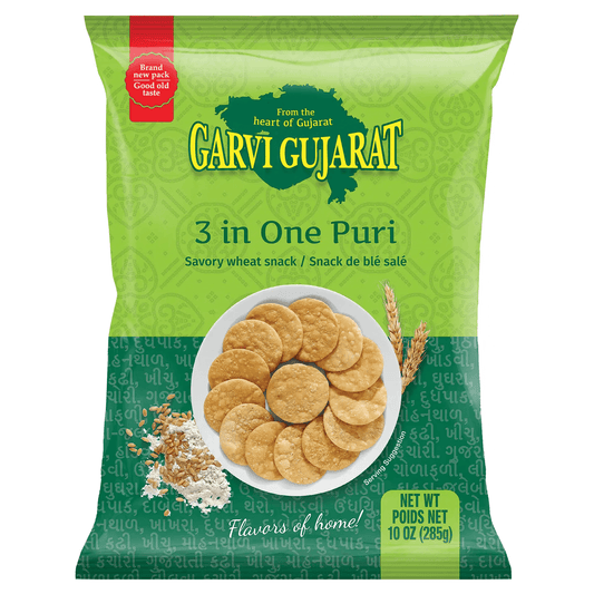 Gravi Gujarat 3 In 1 Puri Savory Wheat Snack 10.OZ(285g)