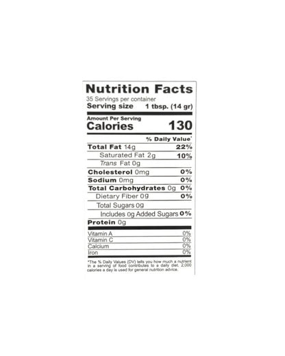 Lombard Avocado Oil NUTRTIONFACTS-500ML