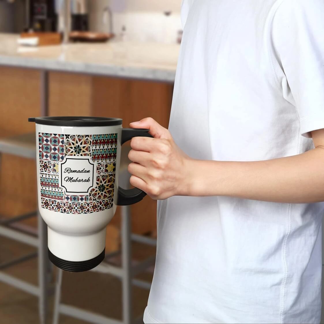 Ramadan Mubarak Mosaic Travel Mug 
