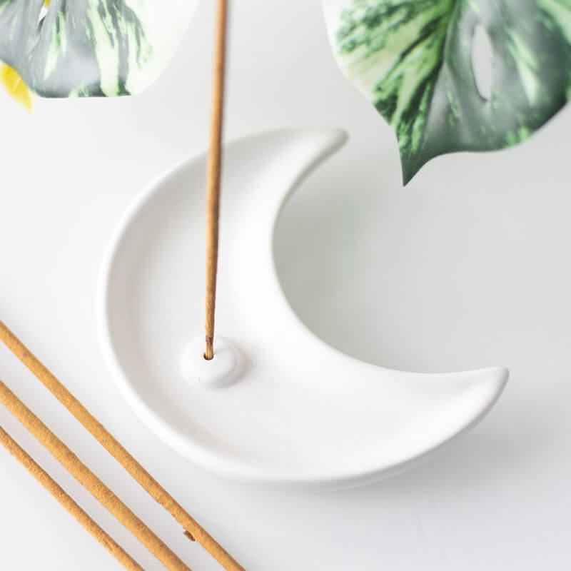 Ramadan White Crescent Incense Holder Plate 