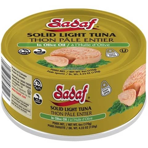 Sadaf Solid Light Tuna In Olive Oil 6oz.(170g)
