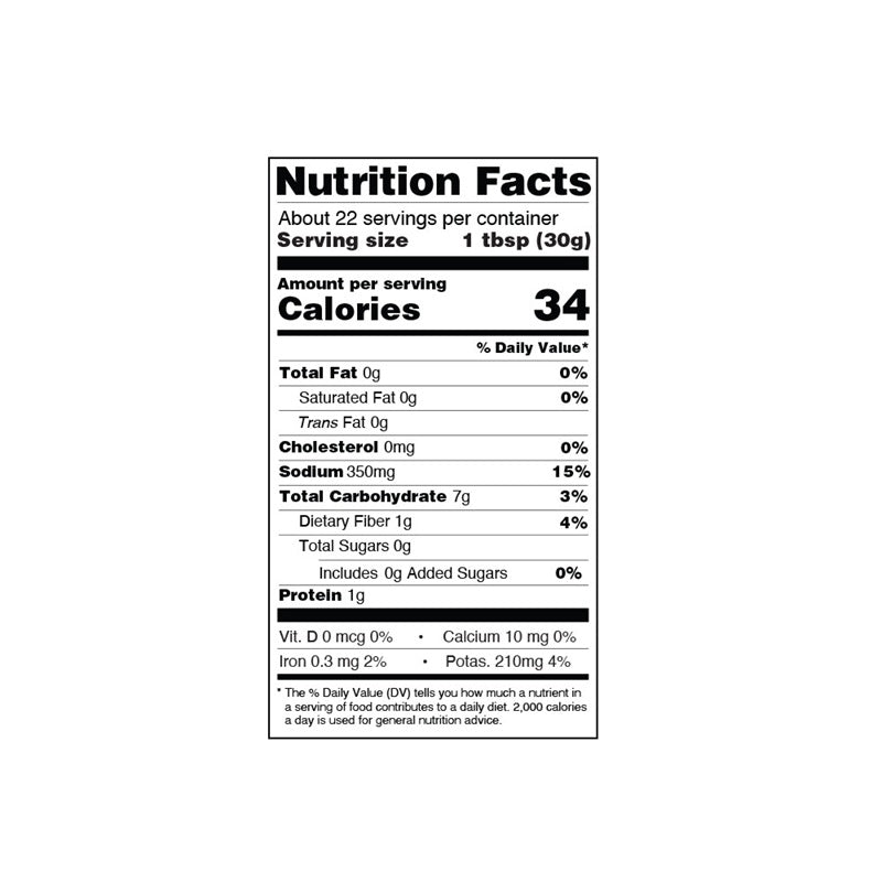 ZIYAD PREMIUM MILD PEPPER PASTE 670g NUTRITION FACTS