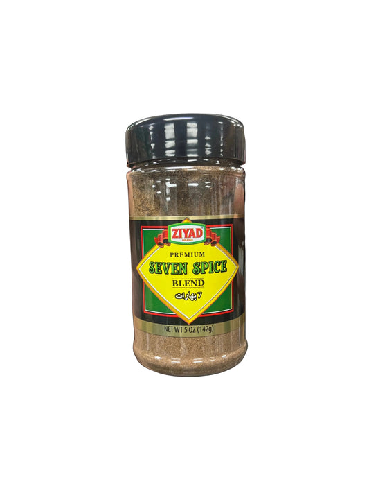 Ziyad Premium Seven Spice Blend jar on a black background